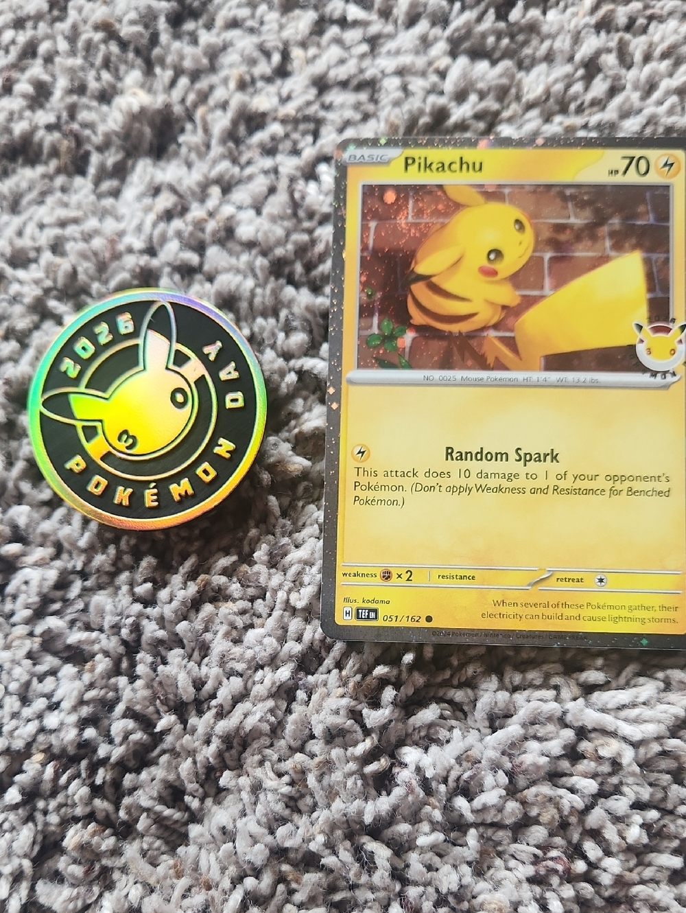 new Pokemon Pikachu Yellow Card w/ 30 birthday 2026 Pokemon Day Coin